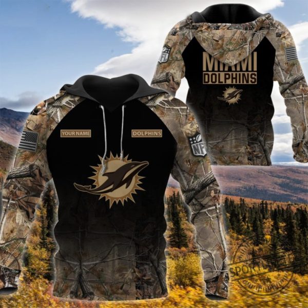 Miami Dolphins Nfl Hunting Camo Custom 3D Personalized Shirt sportlifetee 1