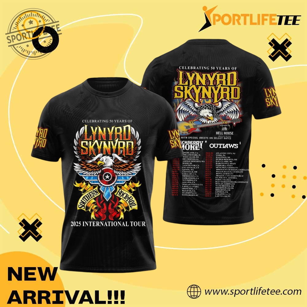 Lynyrd Skynyrd 2025 International Tour 3D Tshirt sportlifetee 1