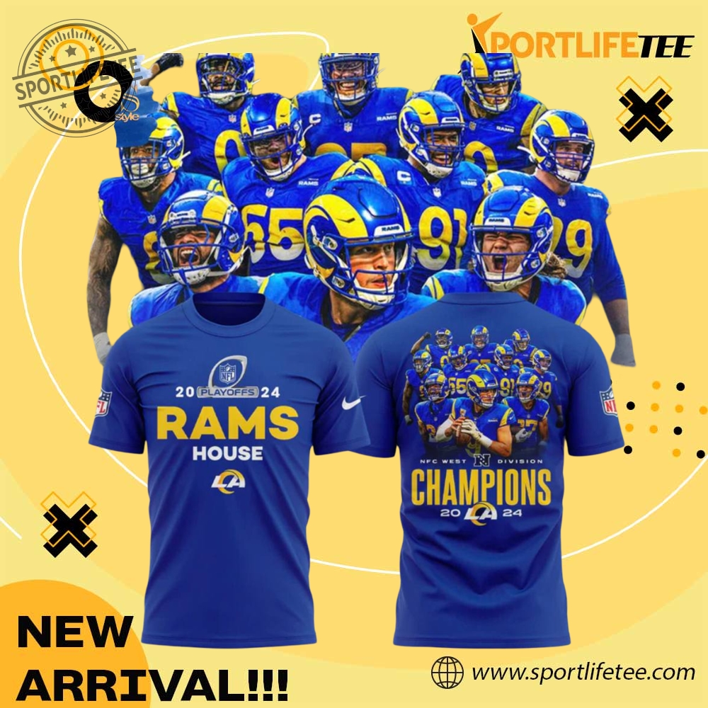 Los Angeles Rams 2024 Nfc West Division Champions Locker Room Tshirt sportlifetee 1