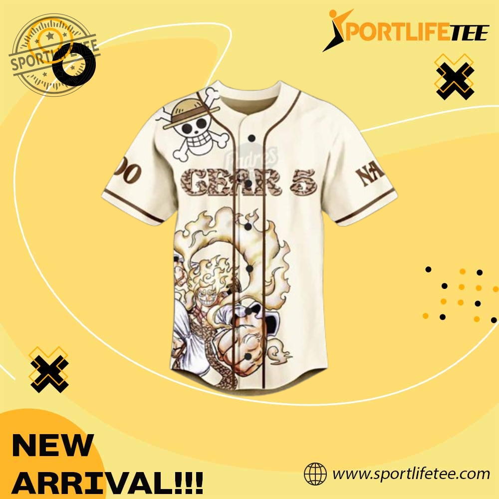 Custom One Piece Luffy Gear 5 Baseball Jersey 3 Custom One Piece Luffy Gear 5 Baseball Jersey