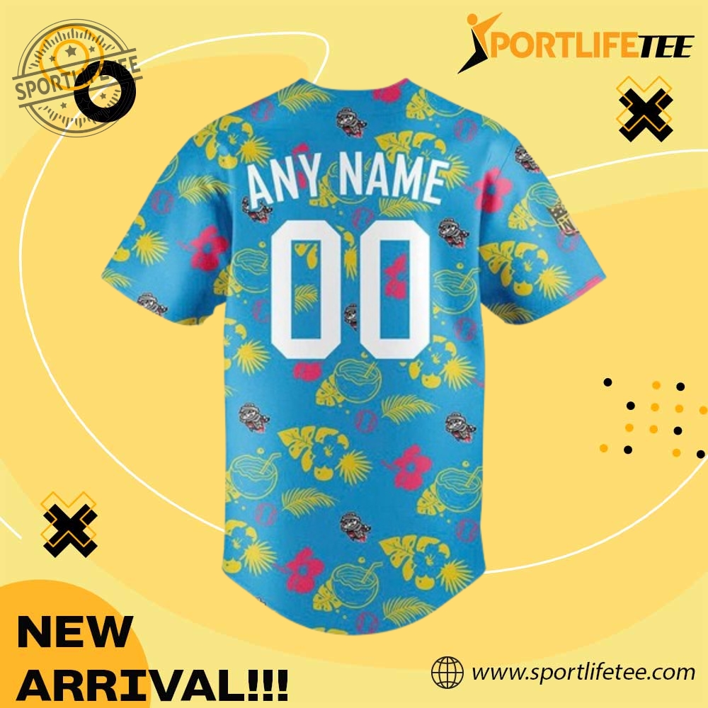 Rocket City Trash Pandas Margaritaville Day Baseball Jersey 3 Rocket City Trash Pandas Margaritaville Day Baseball Jersey