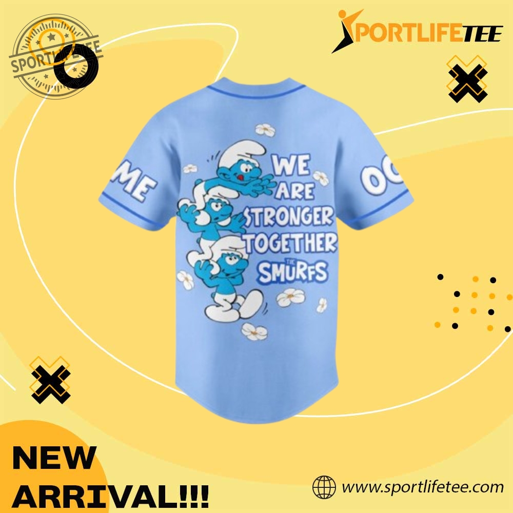 Personalized The Smurfs We Are Stronger Together Baseball Jersey 3 Personalized The Smurfs We Are Stronger Together Baseball Jersey